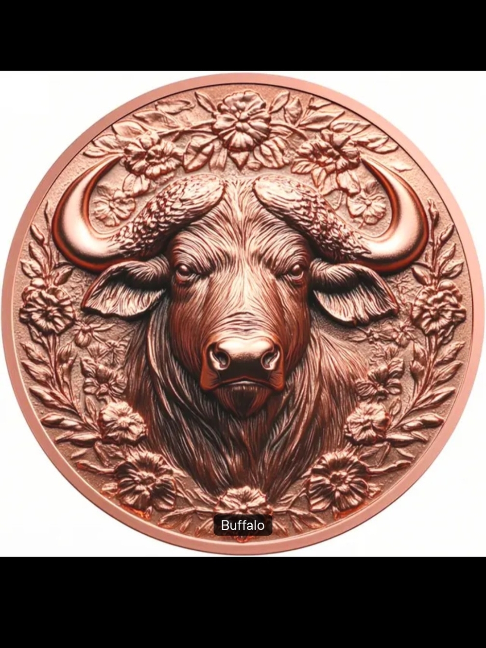 Copper Buffalo Medallion Wall Art - Burnished Copper Tone